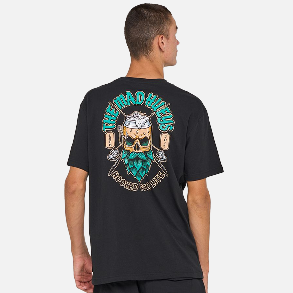 The Mad Hueys Frothin Hooked For Life Tee - Black