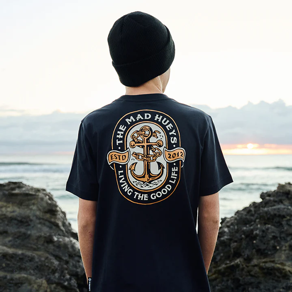 The Mad Hueys Youth Living Anchor Tee - Navy