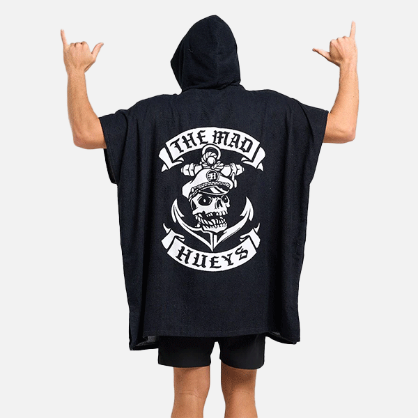 The Mad Hueys Sailor Anchor Hooded Towel - Black