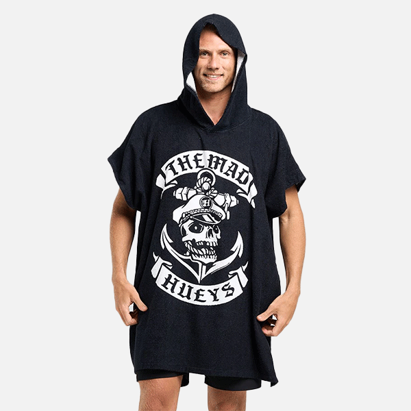 The Mad Hueys Sailor Anchor Hooded Towel - Black