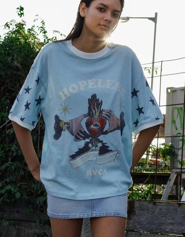 RVCA Toni Ringer Tee - Crystal Blue