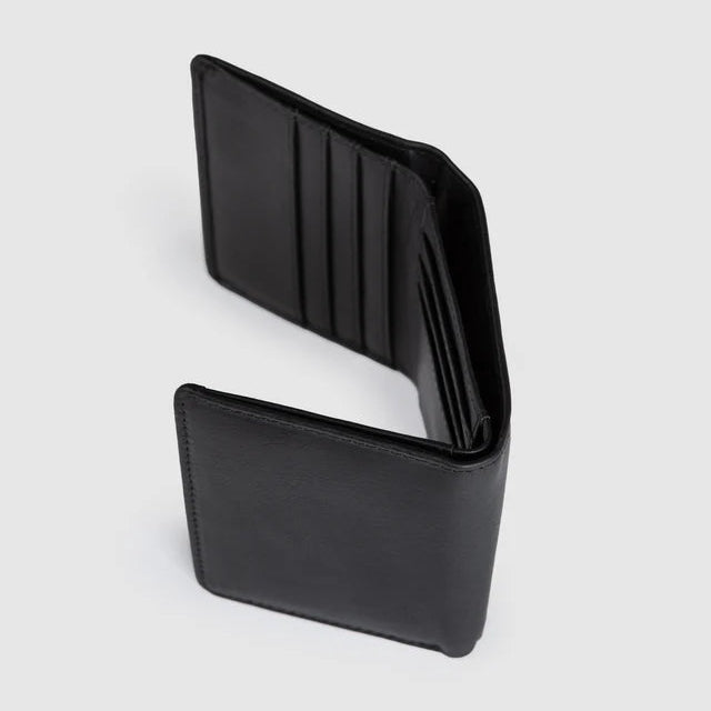 Unit Compact Leather Tri Fold Wallet - Black