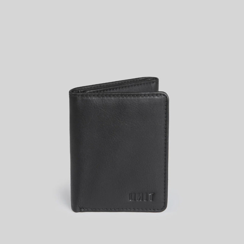 Black leather wallet on a white background