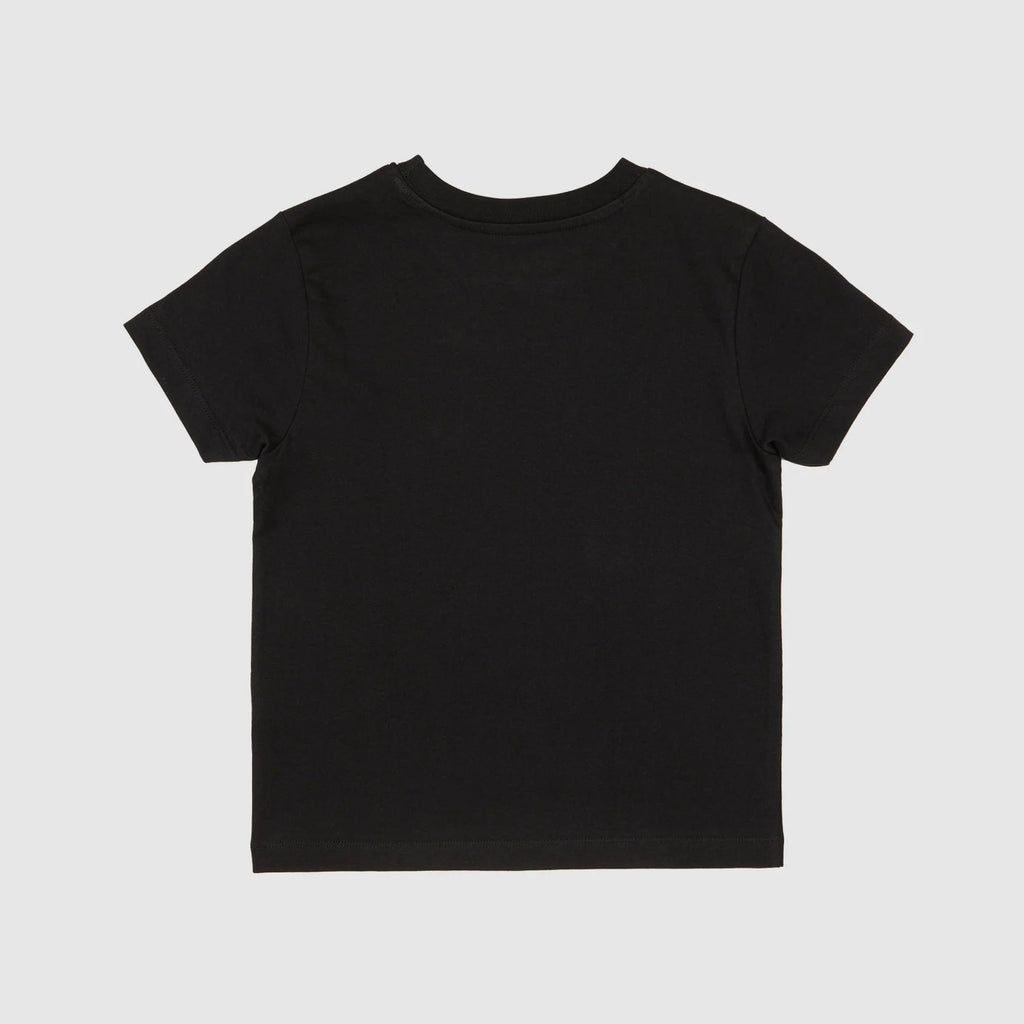 Black t-shirt on a light gray background