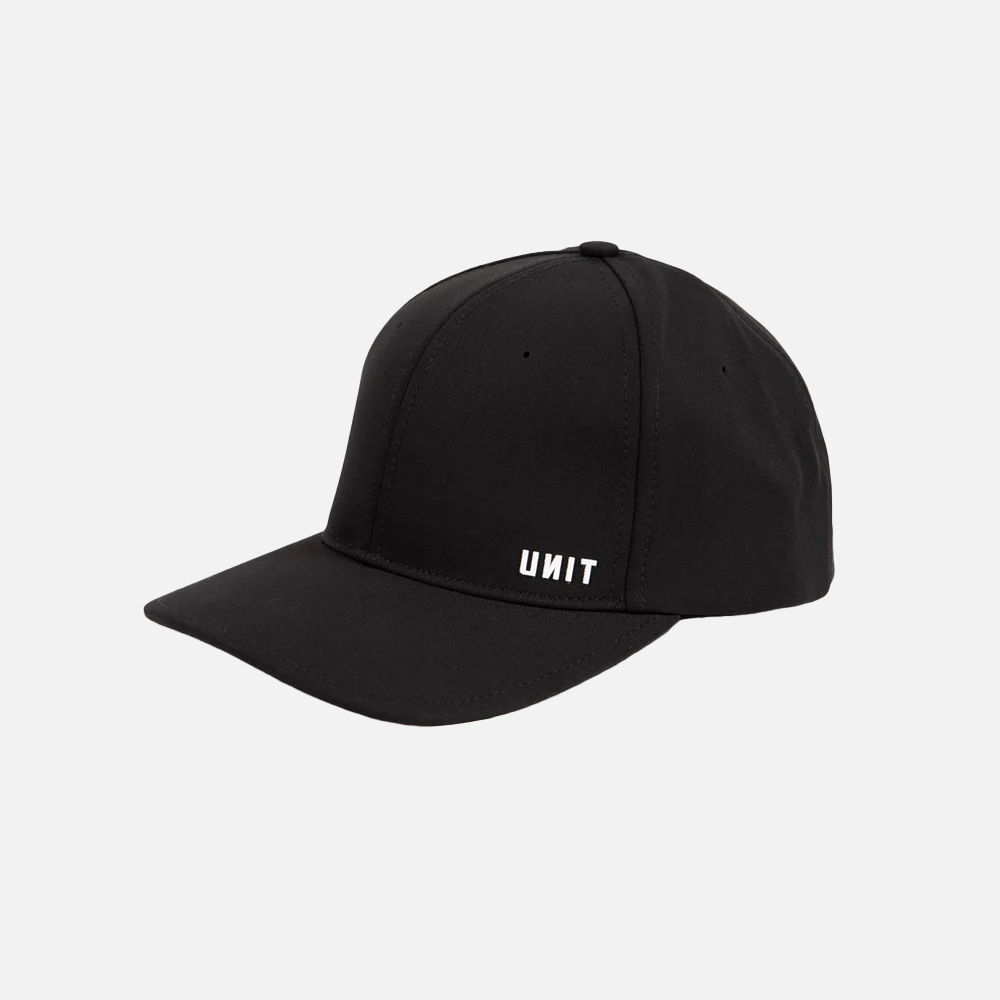 a black cap with the logo 'UNIT' 