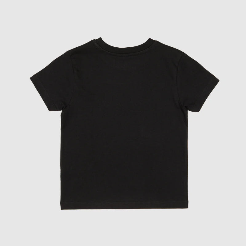Black t-shirt on a light gray background