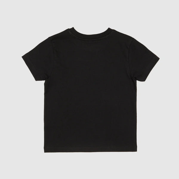 Black t-shirt on a light gray background