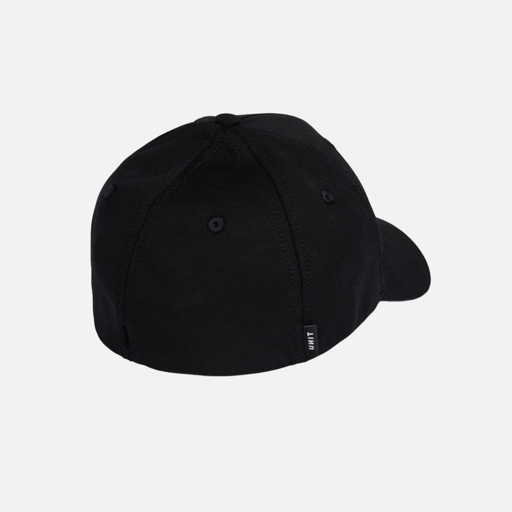 Black baseball cap on a light gray background