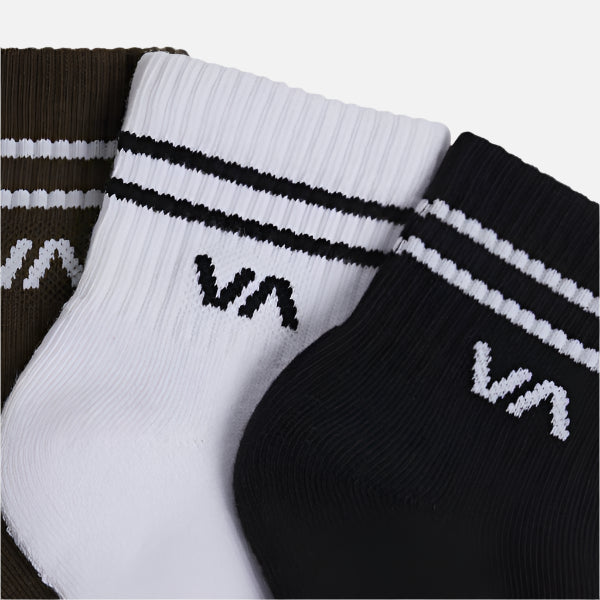 RVCA VA Mini Crew Sock 3pk - Chocolate