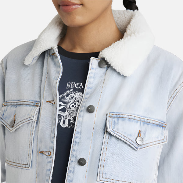 RVCA Roy Sherpa Denim Jacket - Ash Blue