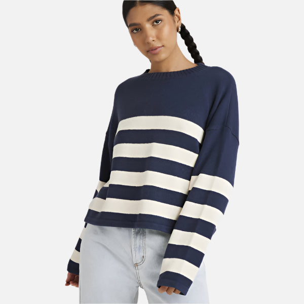 RVCA Ivy Stripe Sweater - Moody Blue