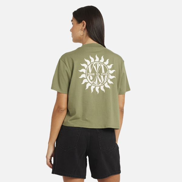 Volcom Dial Crop Tee - Moss Stone