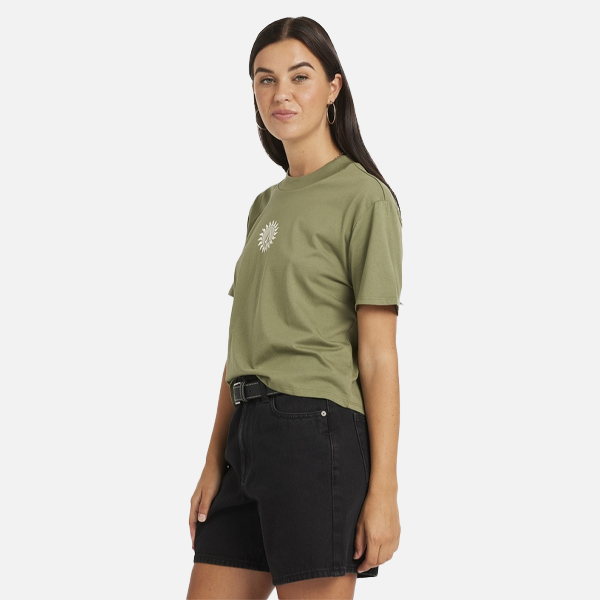 Volcom Dial Crop Tee - Moss Stone
