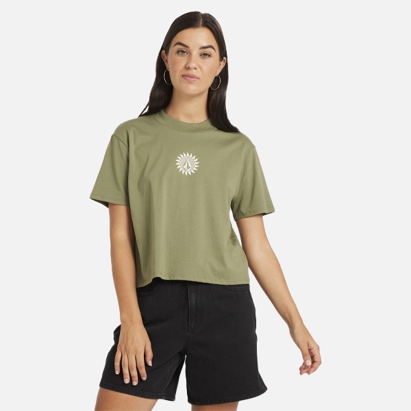 Volcom Dial Crop Tee - Moss Stone