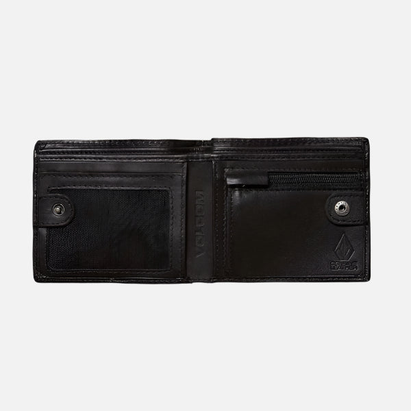 Volcom Single Stone Leather Wallet- Black
