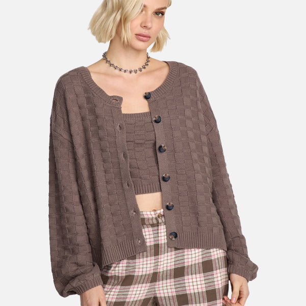Volcom Snug Lyfe Cardigan - Black Plum