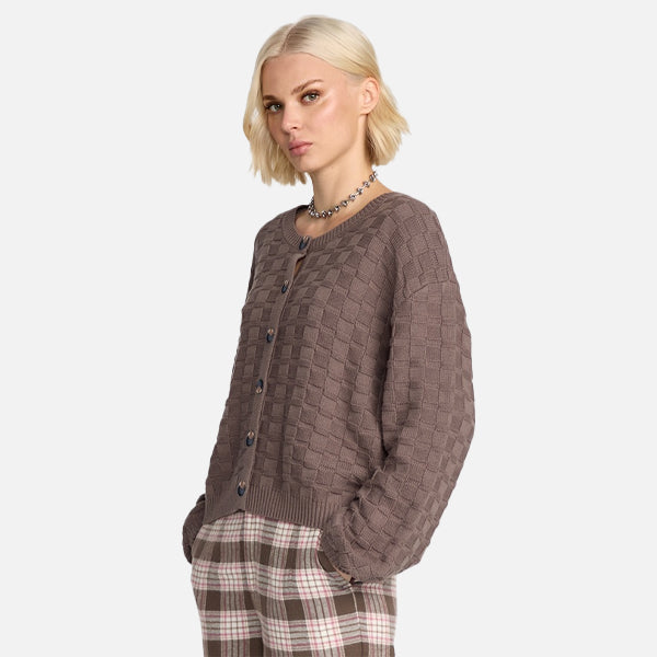 Volcom Snug Lyfe Cardigan - Black Plum