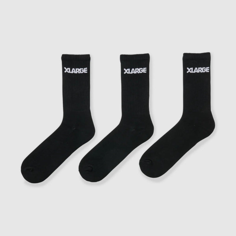 Three black socks with 