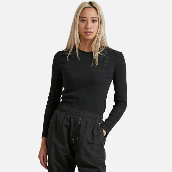 Afends Harvey Recycled Hemp Ribbed Top - Charcoal