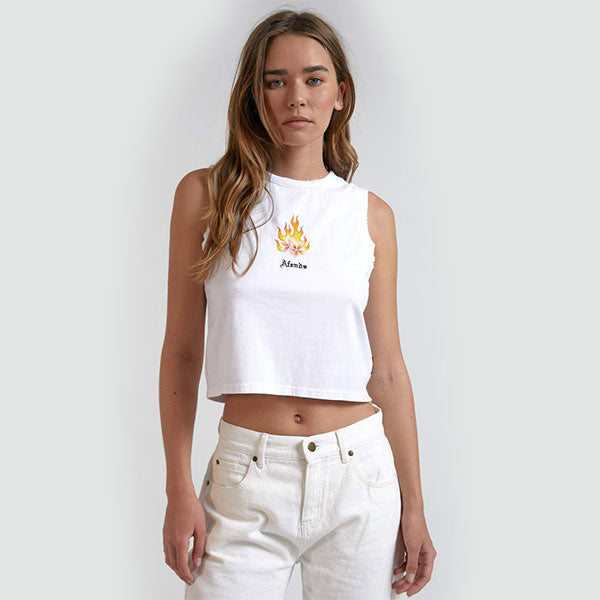 Afends On Fire Distressed Tank - White