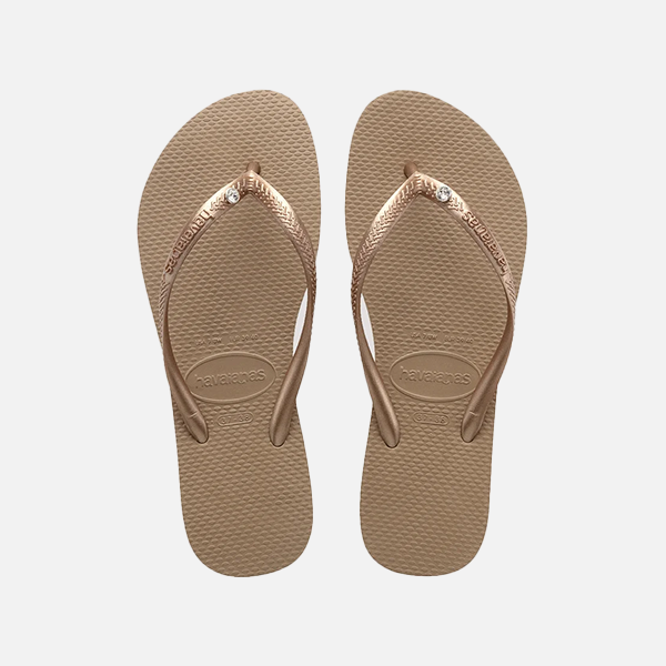 Havaianas Slim Swarovski II Crystal Flip Flops - Rose Gold