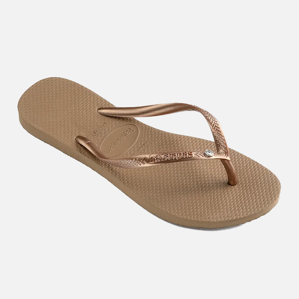 Havaianas Slim Swarovski II Crystal Flip Flops Rose Gold