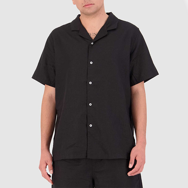 Huffer Lin-In SS Cuban Shirt - Black