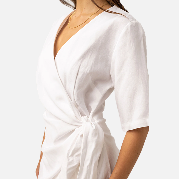 Rhythm Santorini Tie Front Mini Dress - White