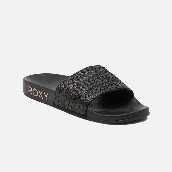 Roxy Slippy Jute Sandals - Black
