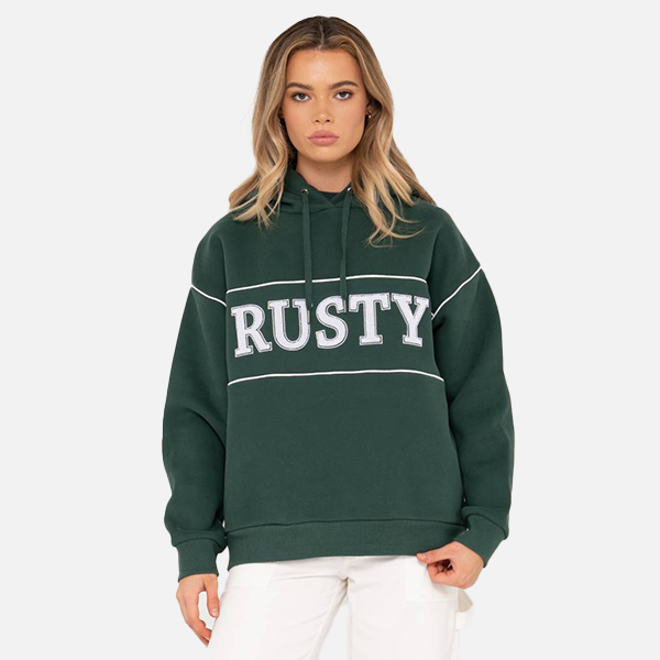 Rusty Line Oversize Hooded Fleece - Green Gables