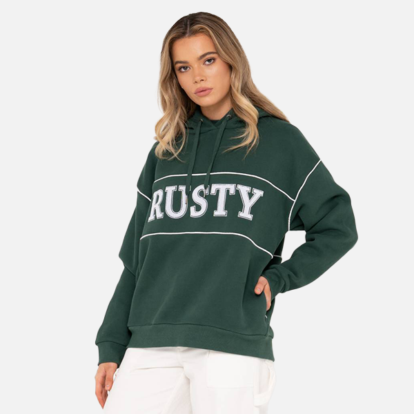 Rusty Line Oversize Hooded Fleece - Green Gables