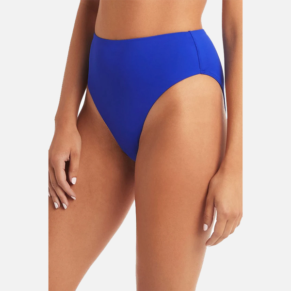 Sea Level Essentials Retro High Waist Bikini Pant - Cobalt