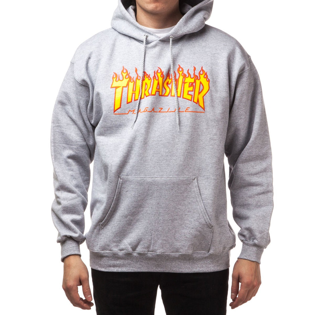 Thrasher Flame Logo Hood - Grey